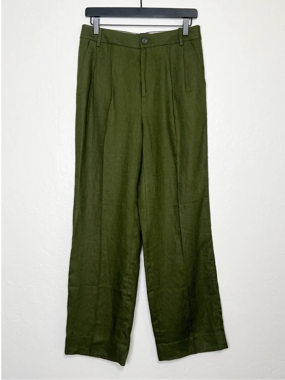 BANANA REPUBLIC Women’s Size 4 Camo Green Palma Straight-Leg Linen Pant